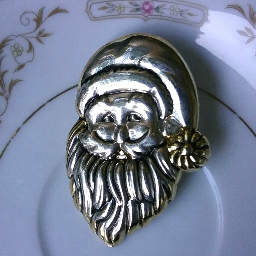 VTG Sterling Silver Upcycled Santa Brooch/Pendant